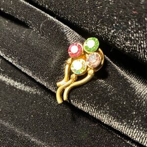 Elegant Gold and Multicolor Crystal Brooch-baby shower gift 🎈